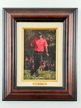 Signed Scott Medlock "Tiger" Woods, Giclee Canvas Print in Wood Frame